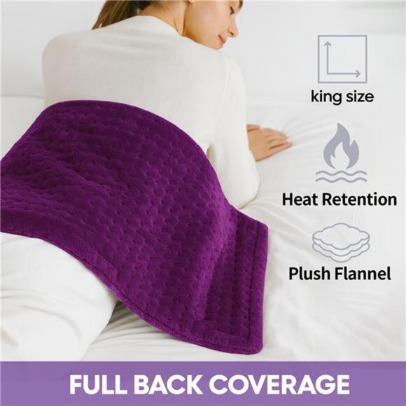 Heating Pad 12" x 24" – Fast Heating to 150°F, 2X Thicker Flannel - Picture 3 of 9